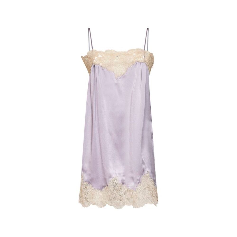 Chloé Women Purple Washed Silk Satin Thin-Strap Mini Dress